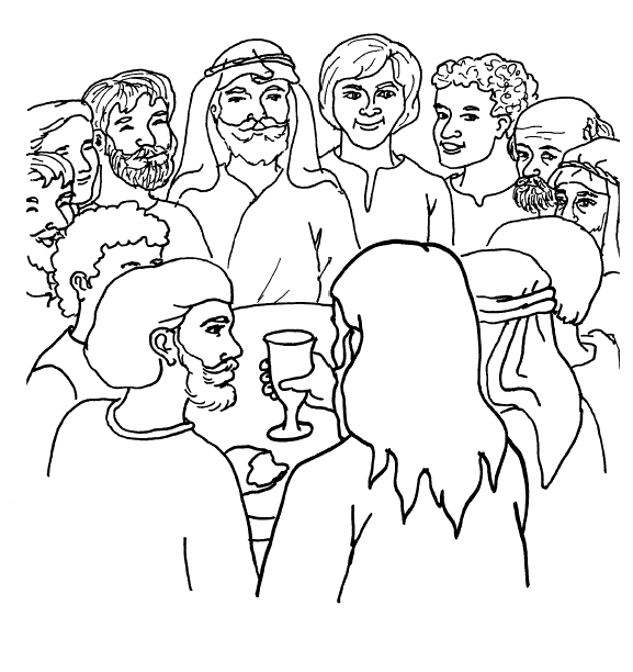 Coloriage de Jésus enseignant entouré d'enfants