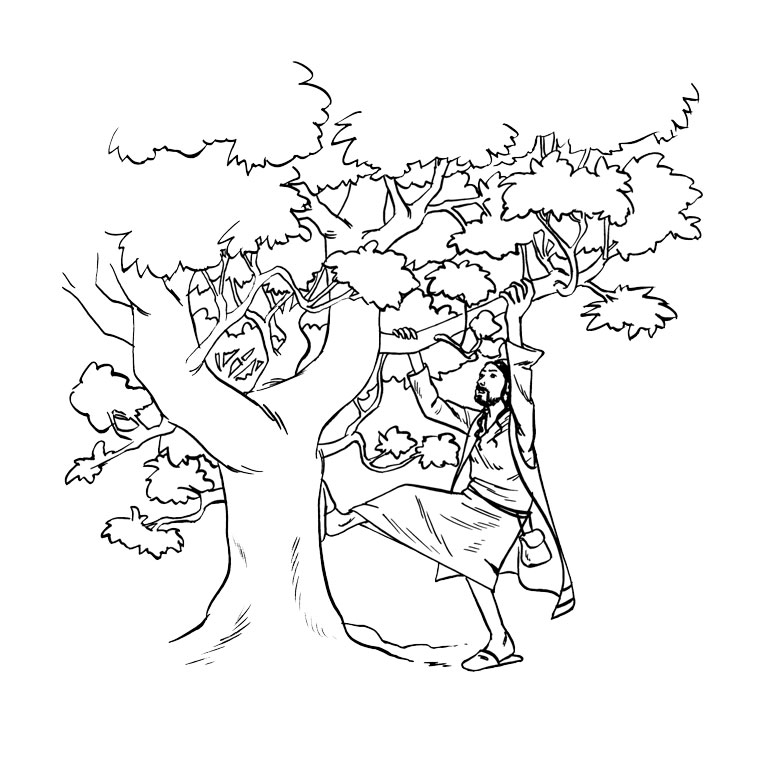 Coloriage de Jésus prêchant au milieu de la nature