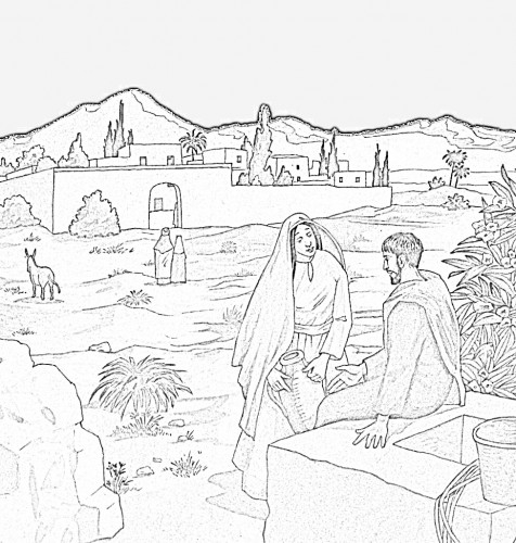 Coloriage de Jésus prêchant à un groupe de personnes