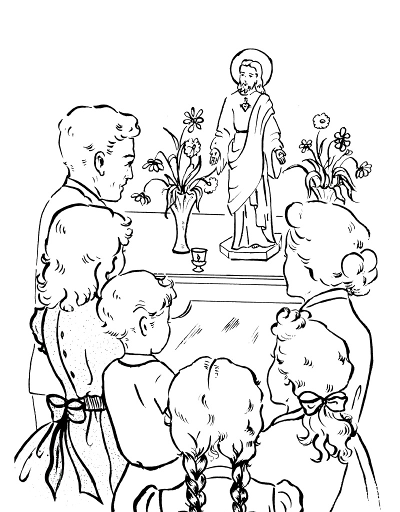 Coloriage représentant Jésus prêchant à des fidèles dans un environnement paisible