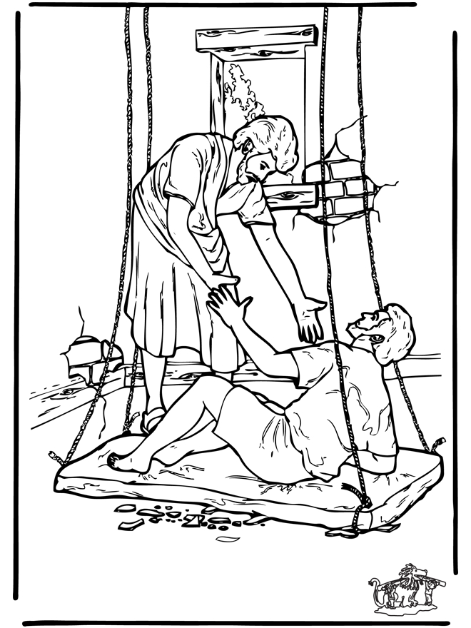Coloriage de Jésus prêchant au milieu d'une foule