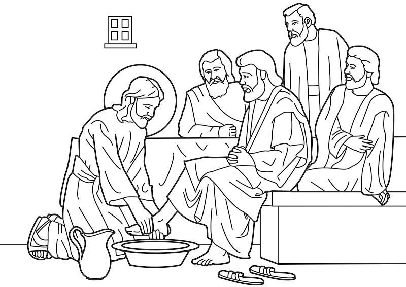 Coloriage de Jésus prêchant au milieu de la nature
