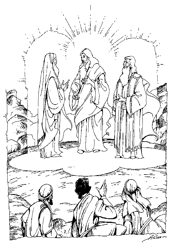 Coloriage de Jésus prêchant au milieu des enfants