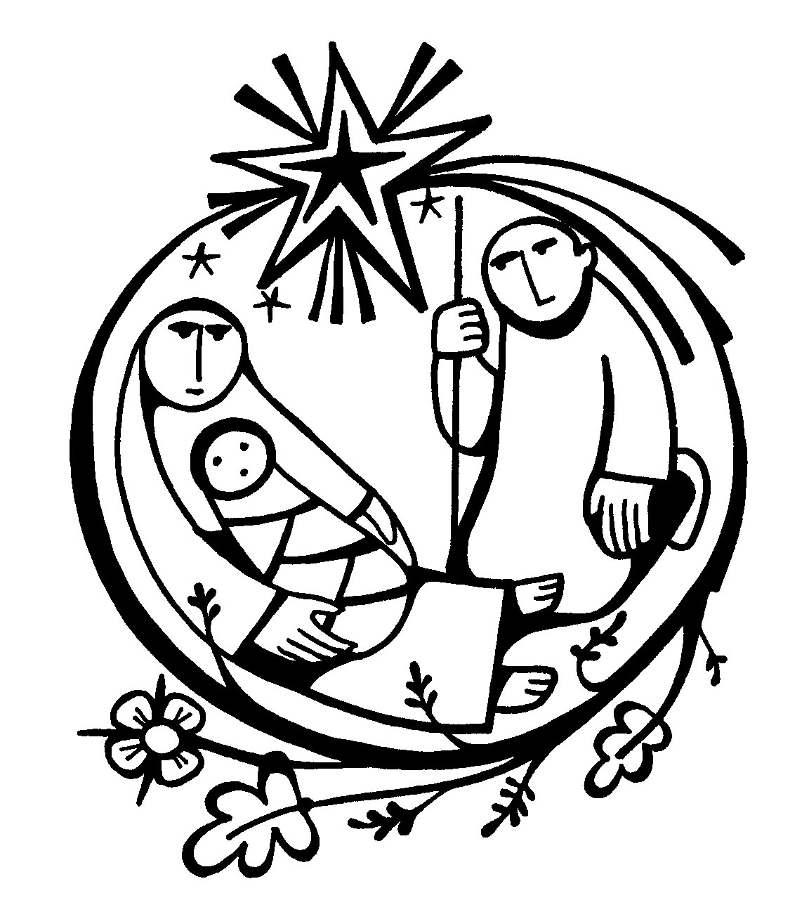Coloriage de Jésus entouré d'enfants dans un cadre paisible