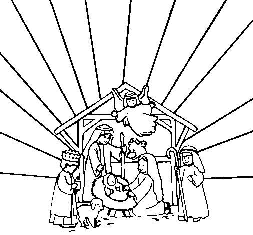 Coloriage de Jésus prêchant au milieu des enfants