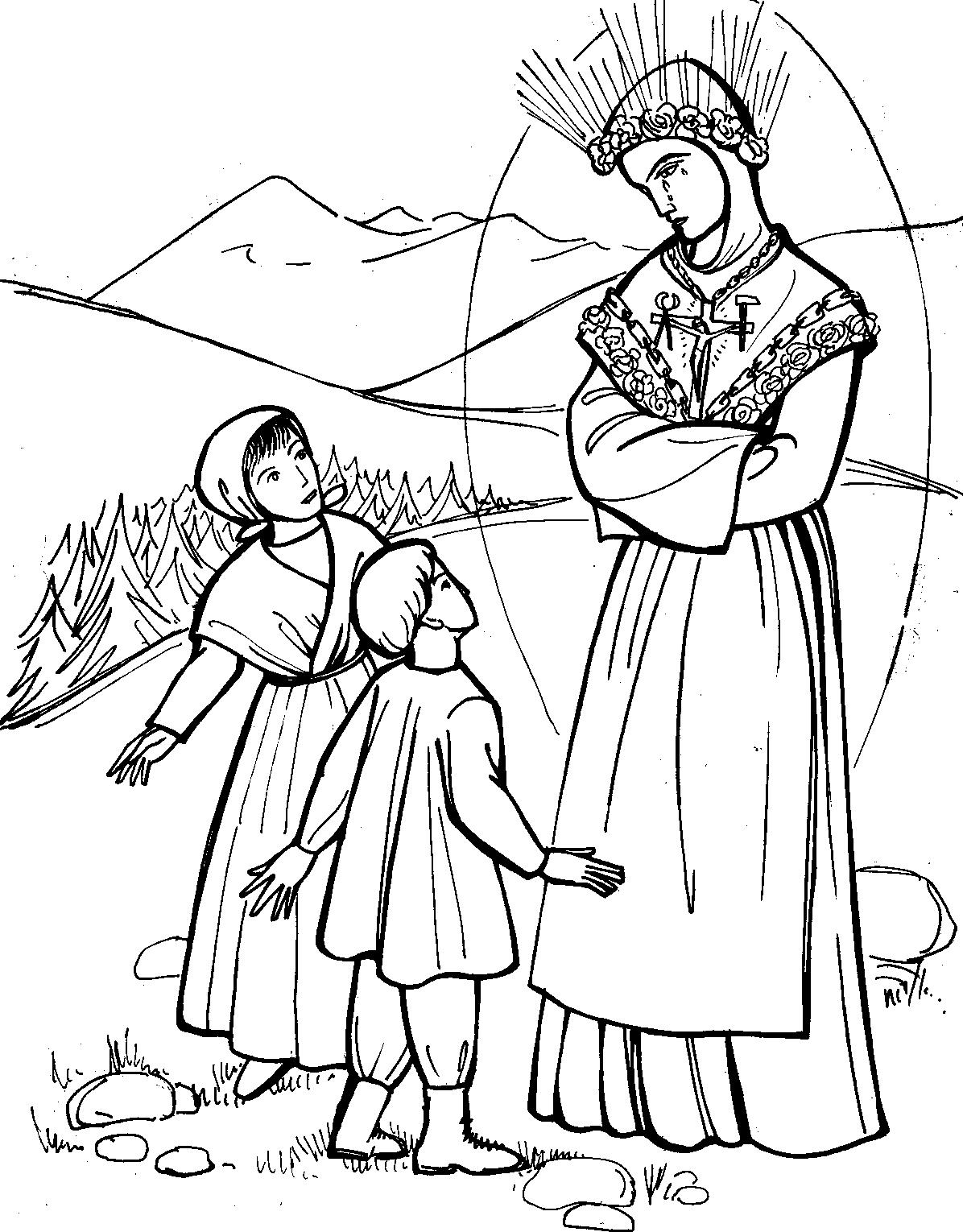 Coloriage de Jésus entouré d'enfants dans un décor simple