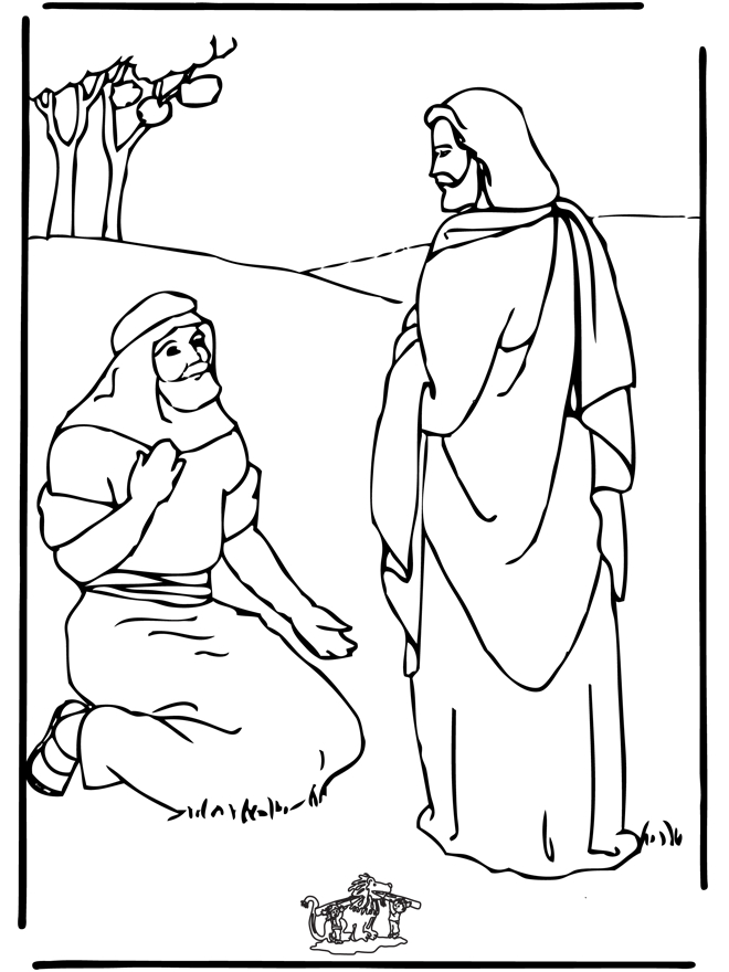 Coloriage de Jésus prêchant au milieu de la nature