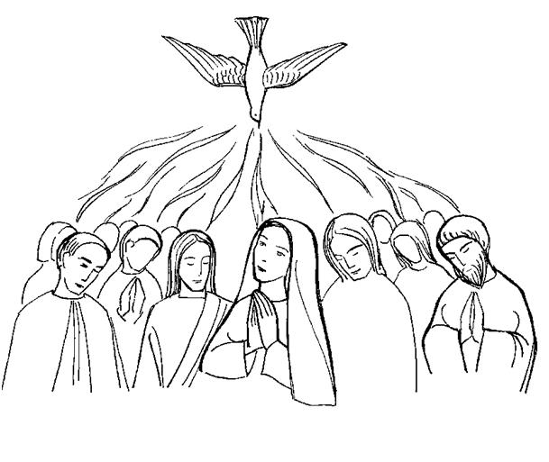 Coloriage de Jésus entouré d'enfants dans un paysage paisible