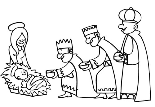 Coloriage de Jésus avec des enfants dans un cadre paisible