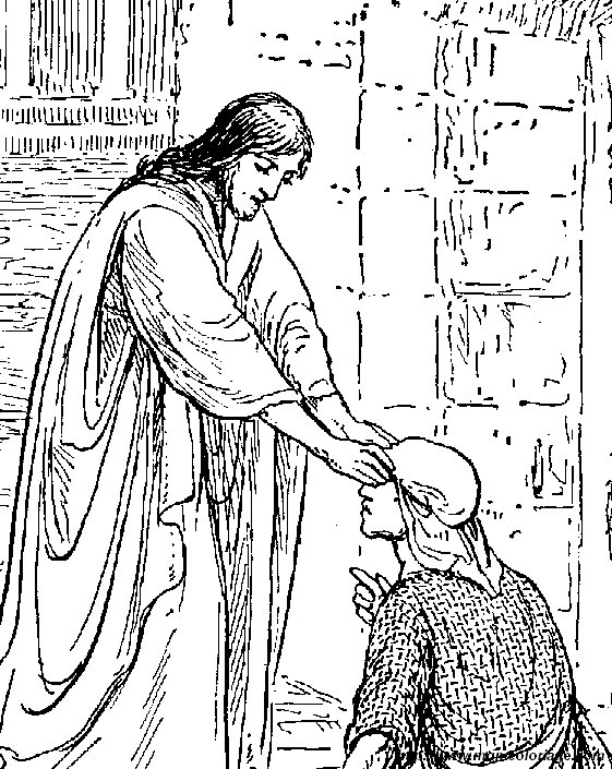 Coloriage de Jésus prêchant au milieu des foules