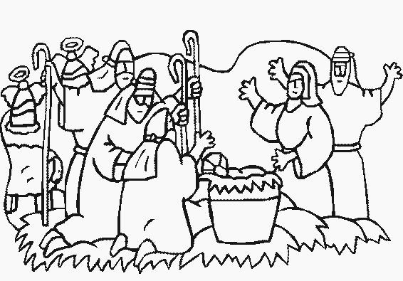 Coloriage de Jésus prêchant au milieu de la nature