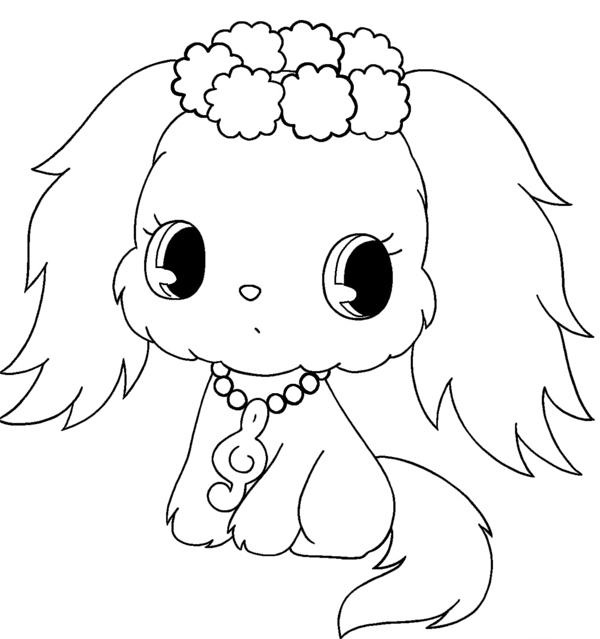 Coloriage d'un joyau d'animal mignon entouré de fleurs
