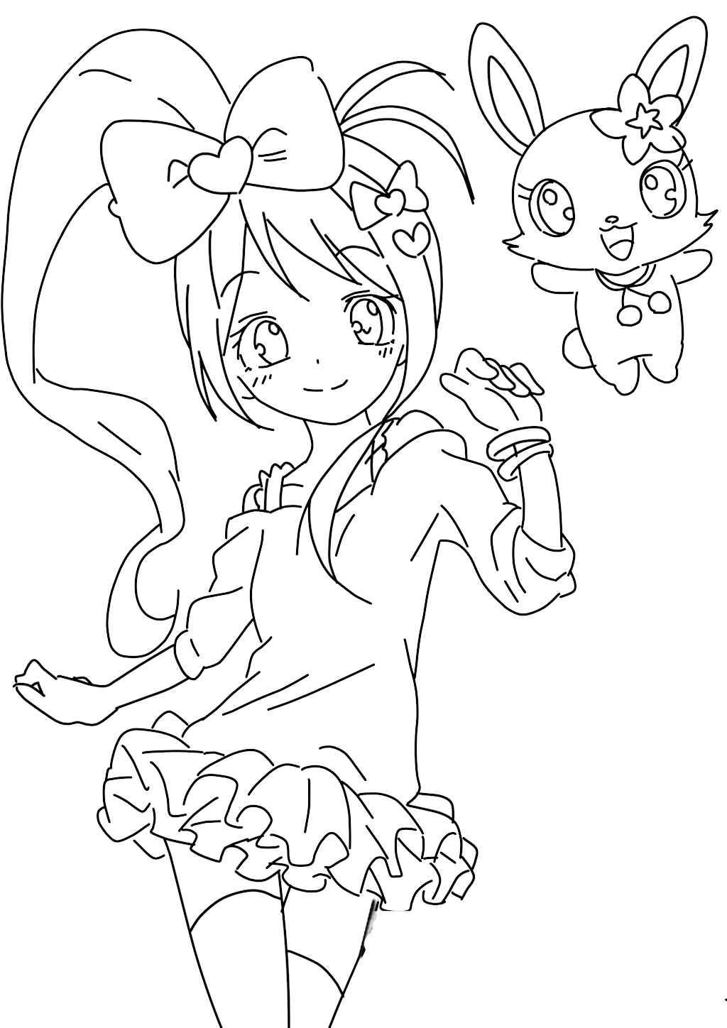 Coloriage d'un adorable animal de compagnie dans un décor ludique