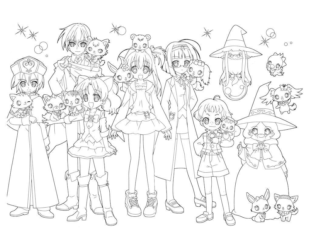 Un joli jewelpet entouré de fleurs et de nuages