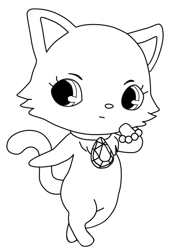 Coloriage de Jewelpet jouant dans un décor floral