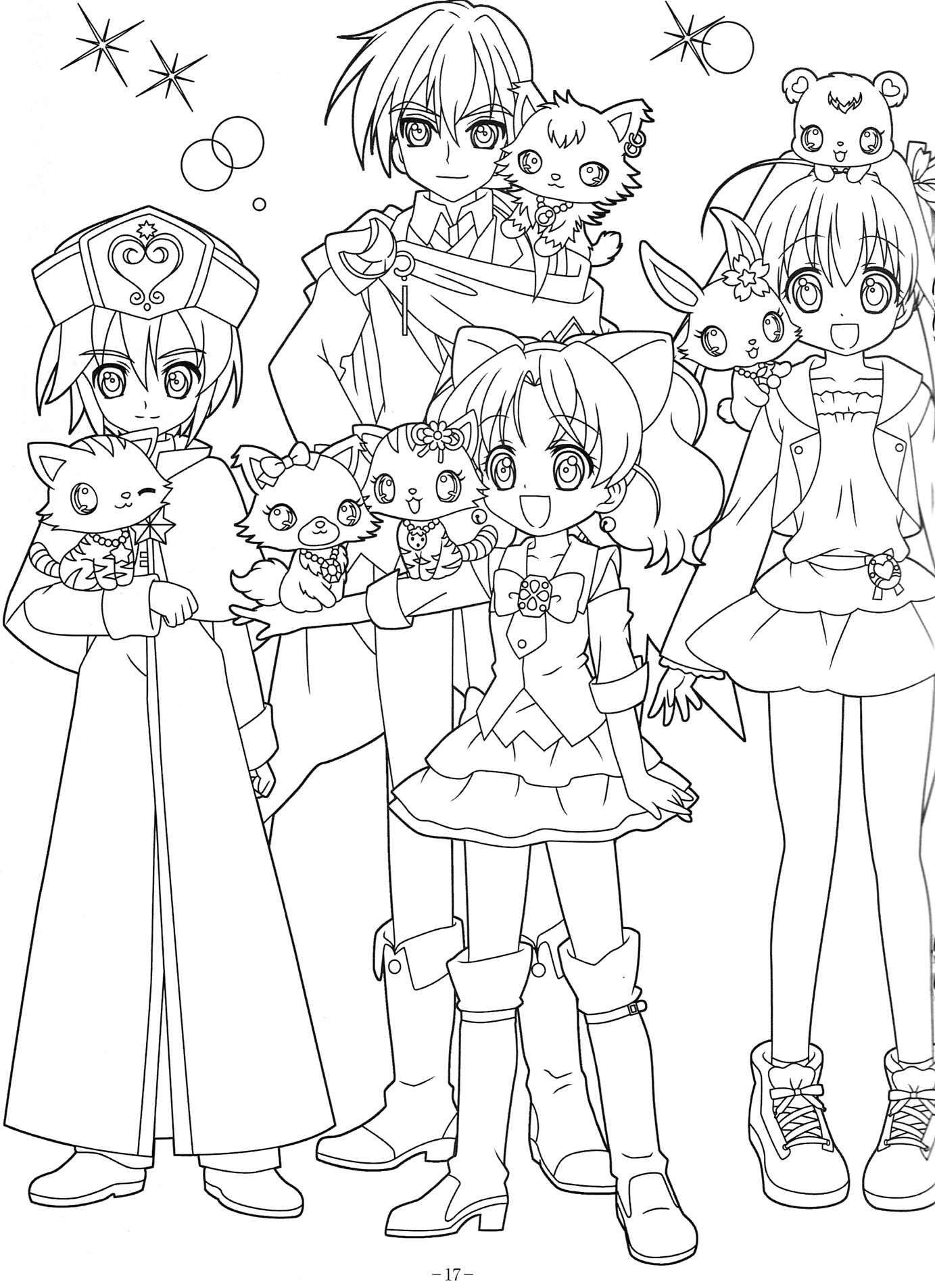 Jewelpet entouré de fleurs et de paysages joyeux