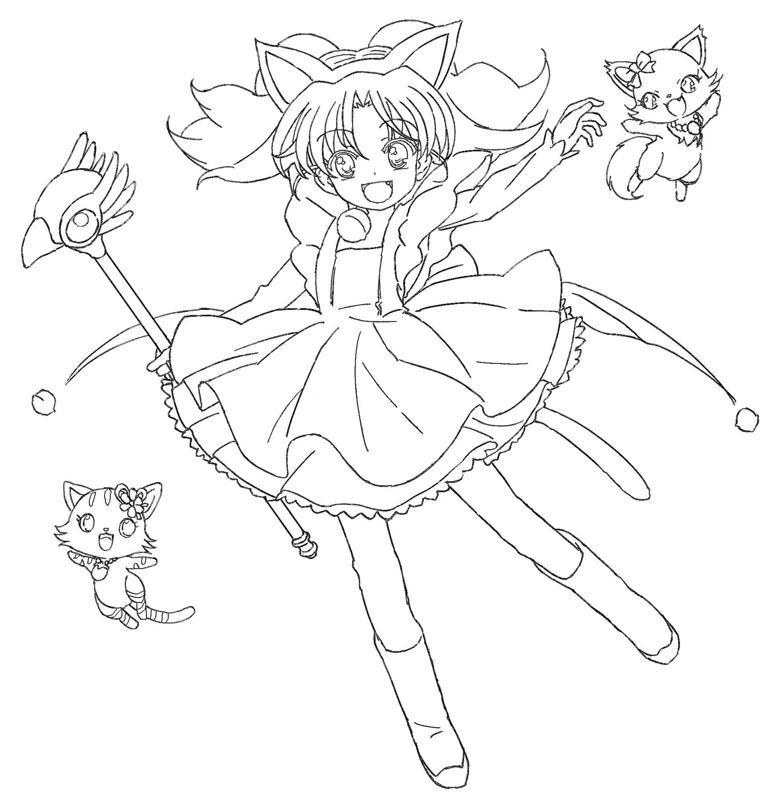 Jewelpet en train de jouer avec des fleurs