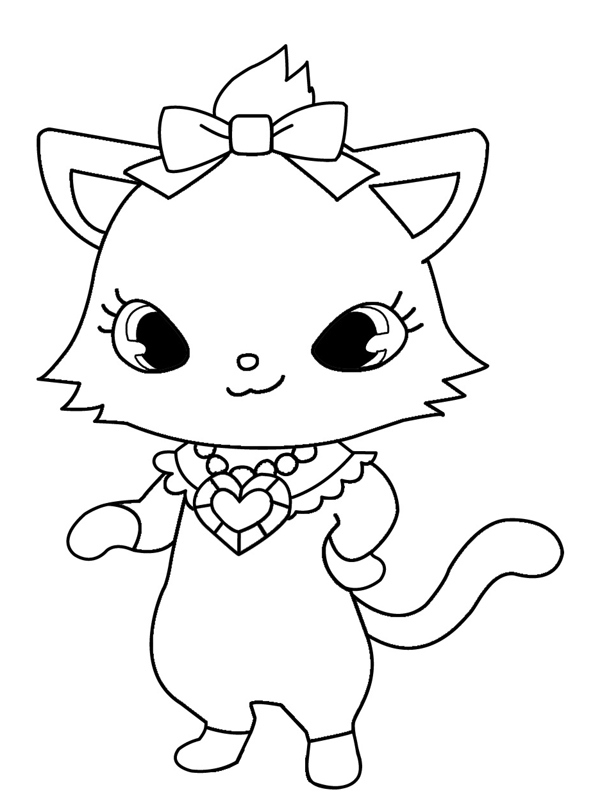 Coloriage d'un joyeux Jewelpet dans un décor ludique