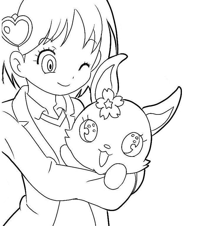 Jewelpet jouant dans un paysage coloré