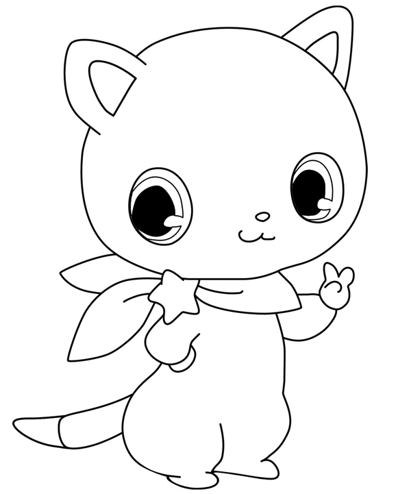 Coloriage d'un adorable Jewelpet en pleine activité ludique