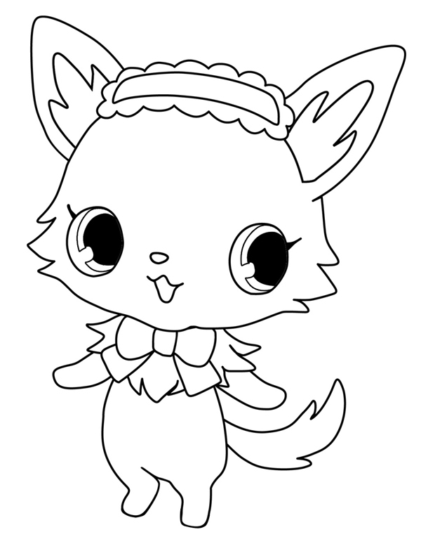 Coloriage d'un joyeux Jewelpet entouré de fleurs