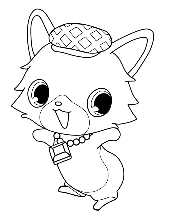 Coloriage d'un adorable personnage de Jewelpet dans un décor joyeux