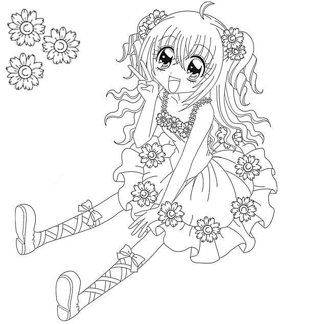 Coloriage d'un joyeux personnage de Jewelpet dans un décor festif
