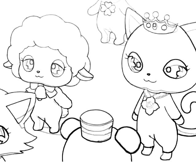 Jewelpet entouré de fleurs et de jolis éléments décoratifs