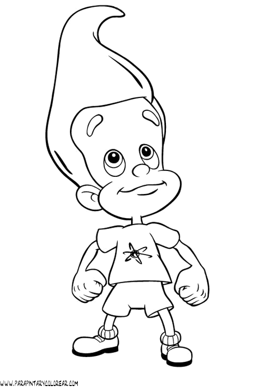 Jimmy Neutron en pleine réflexion avec son robot dans son laboratoire