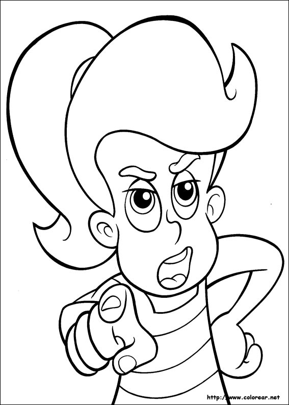 Jimmy Neutron en pleine réflexion avec un décor futuriste
