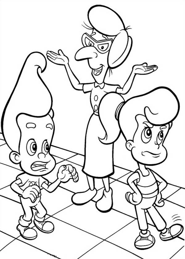 Jimmy Neutron en pleine réflexion scientifique dans son laboratoire