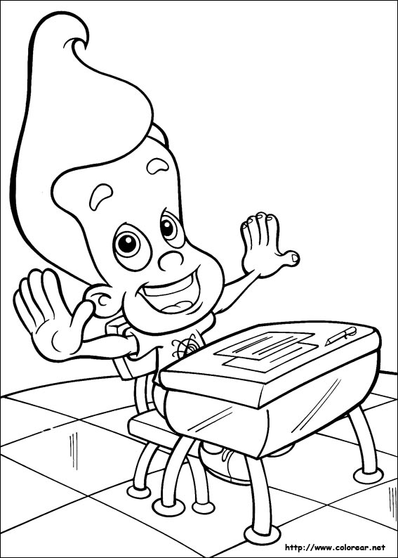 Jimmy Neutron en pleine réflexion avec son ordinateur