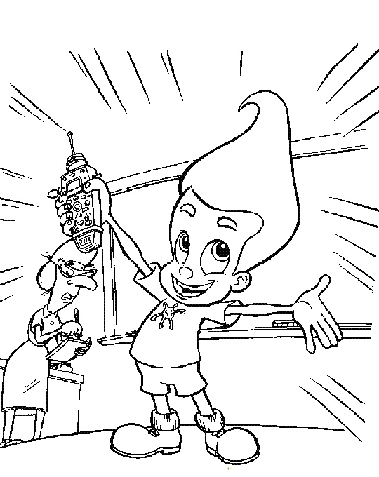 Jimmy Neutron en pleine réflexion face à un tableau noir