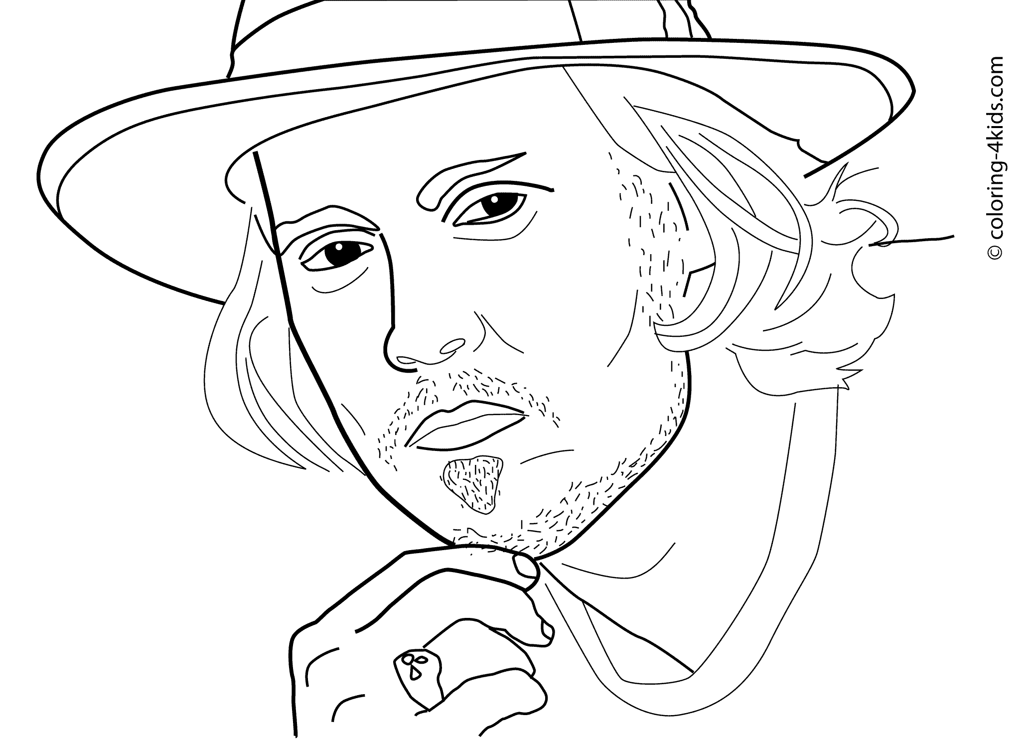 Coloriage de Johnny Depp dans une pose expressive