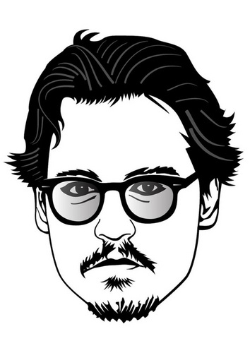 Coloriage de Johnny Depp en pleine expression artistique Coloriage de Johnny Depp en pleine expression artistique