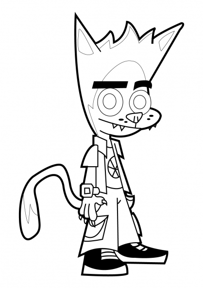 Johnny Test en pleine aventure avec son chien dans un décor coloré
