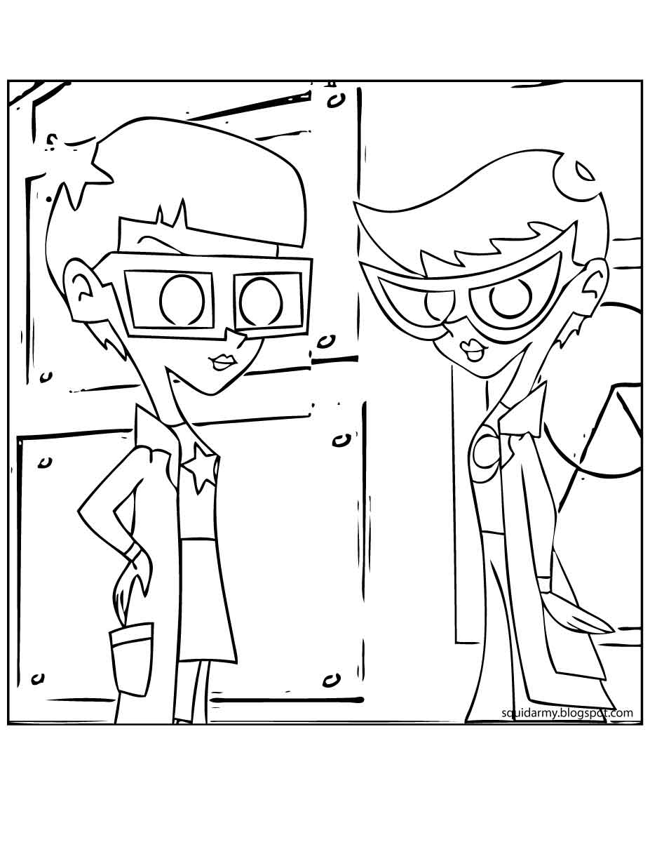 Johnny Test en pleine action avec son chien dans un décor amusant