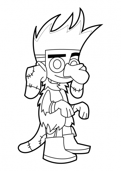 Johnny Test en pleine aventure avec son chien dans un décor ludique