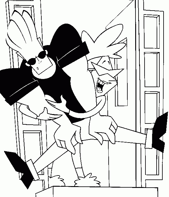 Johny Bravo en pleine pose musclée dans un décor simple