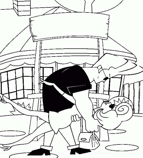 Johny Bravo en pleine action avec des muscles saillants