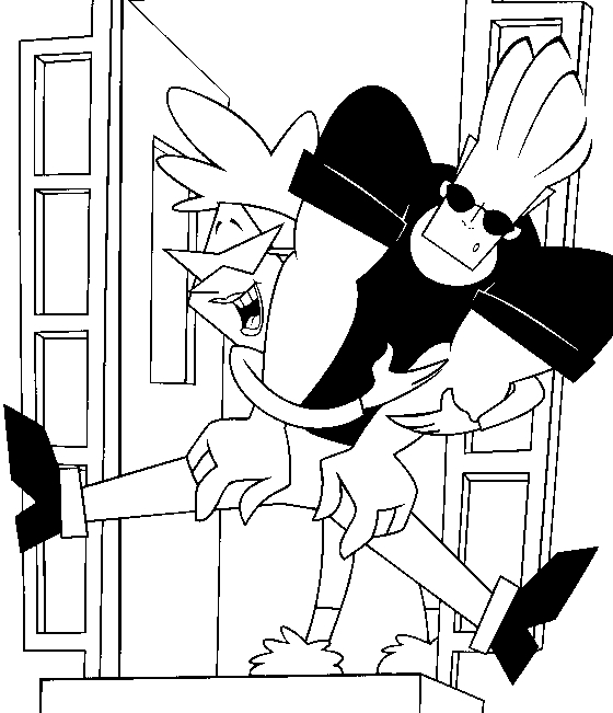 Johny Bravo en pleine pose avec un décor minimaliste