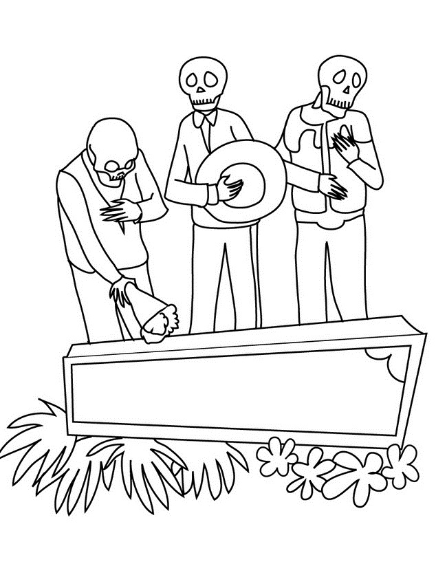 Coloriage du jour des morts avec un crâne et des motifs floraux