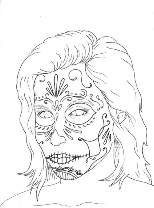 Coloriage du Jour des Morts avec des motifs traditionnels