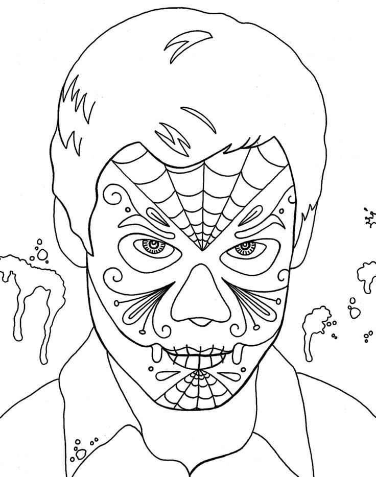 Coloriage d'un crâne décoré pour le jour des morts avec des motifs floraux