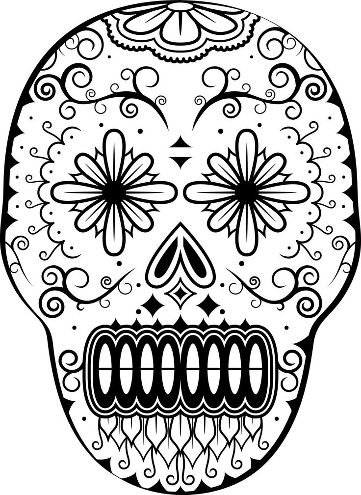Coloriage représentant un crâne décoré pour le Jour des Morts