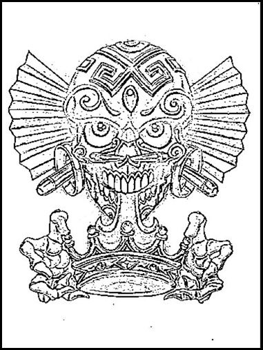 Coloriage d'une scène traditionnelle du Jour des Morts avec une calavera et des éléments floraux