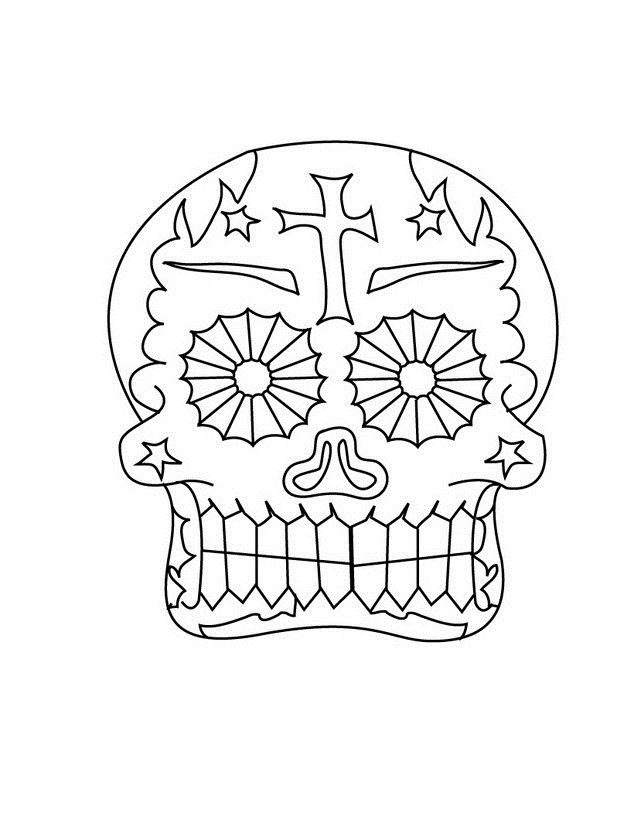 Coloriage du Jour des Morts avec une Calavera et un Décor Festif