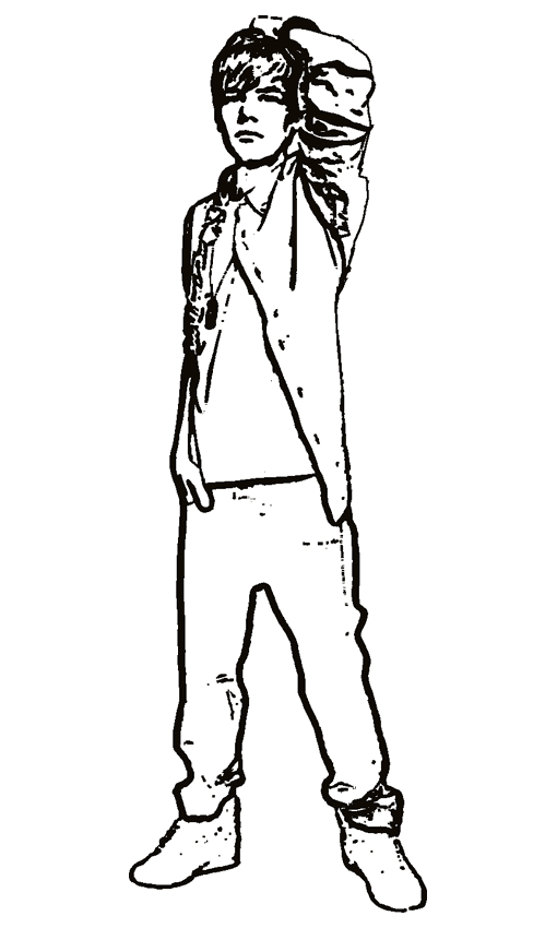 Coloriage de Justin Bieber en pleine performance musicale Coloriage de Justin Bieber en pleine performance musicale