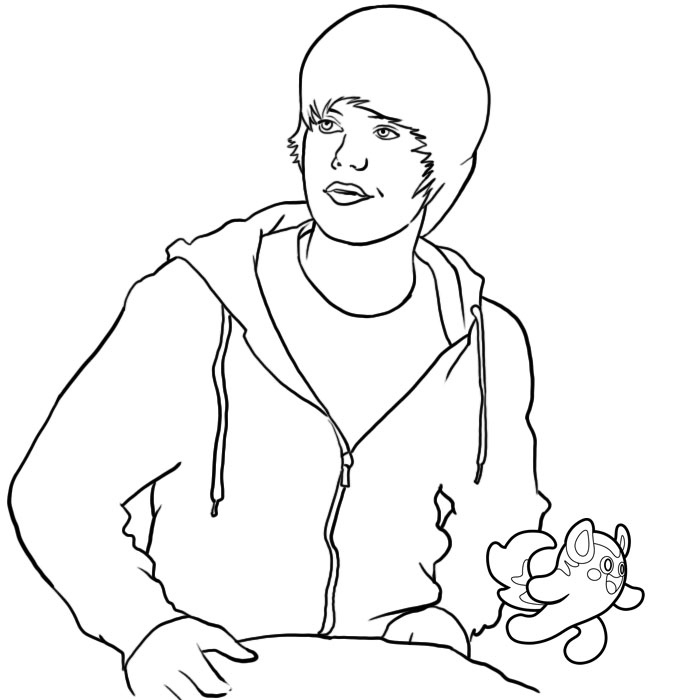 Coloriage de Justin Bieber en pleine performance musicale Coloriage de Justin Bieber en pleine performance musicale