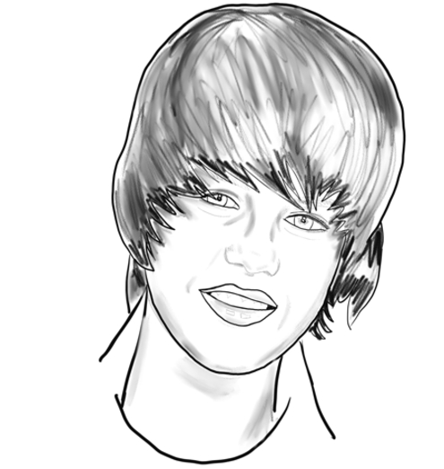 Coloriage de Justin Bieber en pleine scène musicale